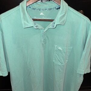 Tommy Bahama Men's Turquoise Pima Cotton Polo Shirt‎ Sz XL Short Sleeve